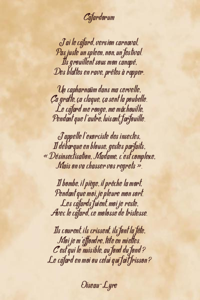 Le poème en image: Cafardorum