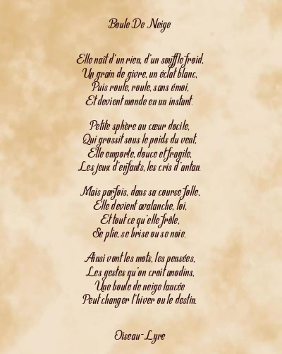 Le poème en image: Boule De Neige