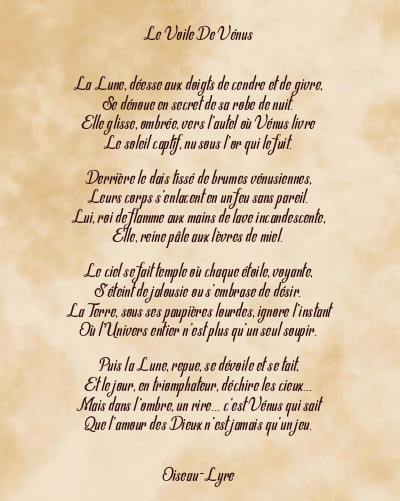 Le poème en image: Le Voile De Vénus
