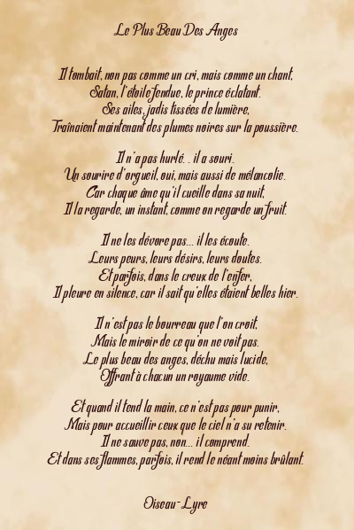 Le poème en image: Le Plus Beau Des Anges