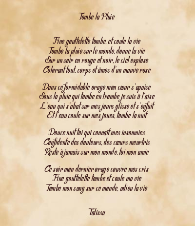 Le poème en image: Tombe La Pluie