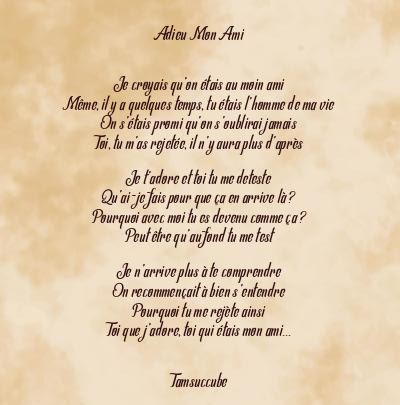Le poème en image: Adieu Mon Ami