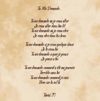 Le poème en image: Tu Me Demande…