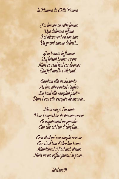 Le poème en image: La Flamme De Cette Femme…