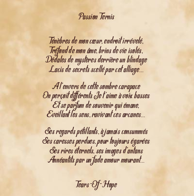 Le poème en image: Passion Ternis