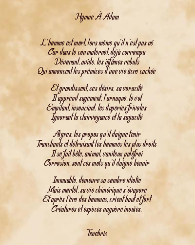 Le poème en image: Hymne À Adam