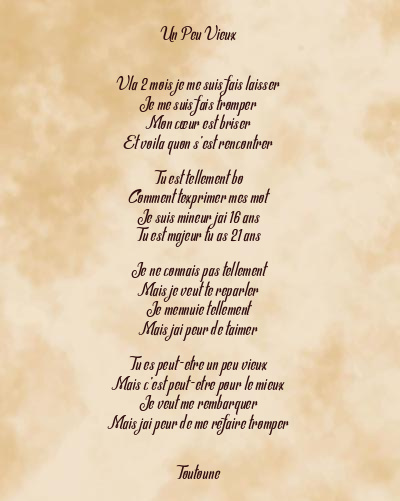 Le poème en image: Un Peu Vieux