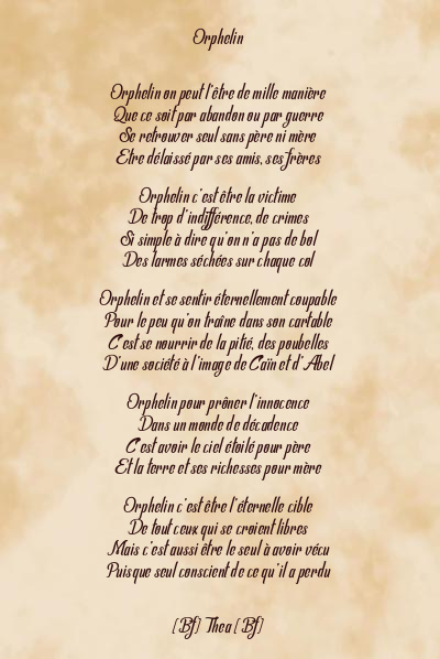Le poème en image: Orphelin