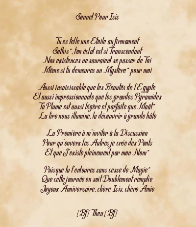 Le poème en image: Sonnet Pour Isis