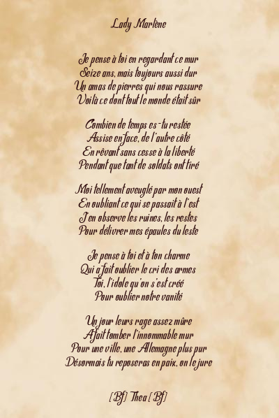 Le poème en image: Lady Marlène