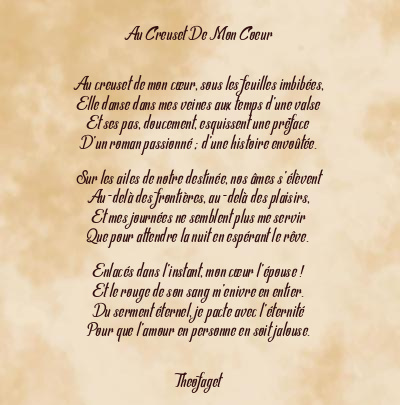 Le poème en image: Au Creuset De Mon Coeur