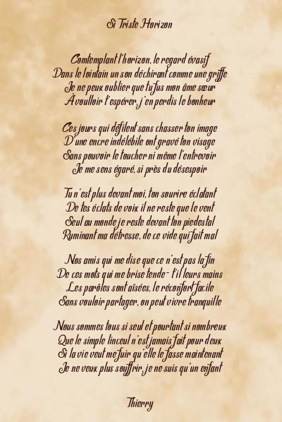 Le poème en image: Si Triste Horizon