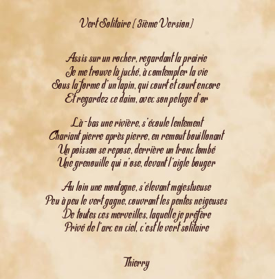 Le poème en image: Vert Solitaire (3Ième Version)