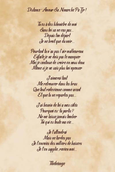 Le poème en image: Distance-Amour Sa Nmarche Pa Tjr !