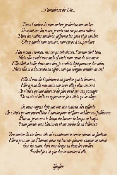 Le poème en image: … Parenthese De Vie…