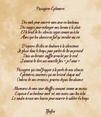 Le poème en image: … Passagère Éphèmere…