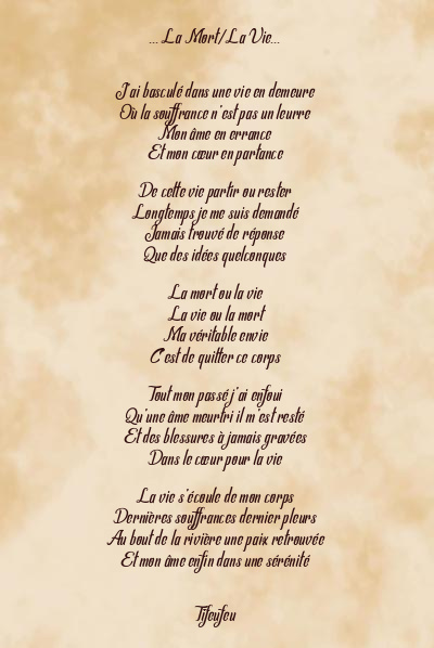 Le poème en image: … La Mort/La Vie…