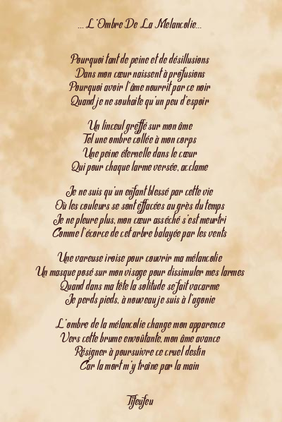 Le poème en image: … L’ombre De La Melancolie…