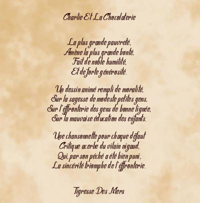 Le poème en image: Charlie Et La Chocolaterie