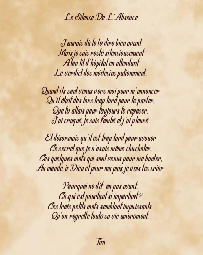 Le poème en image: Le Silence De L’absence