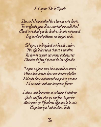 Le poème en image: L’espoir De Te Revoir