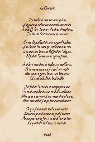 Le poème en image: La Quiêtude