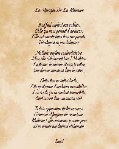 Le poème en image: Les Rouages De La Mémoire