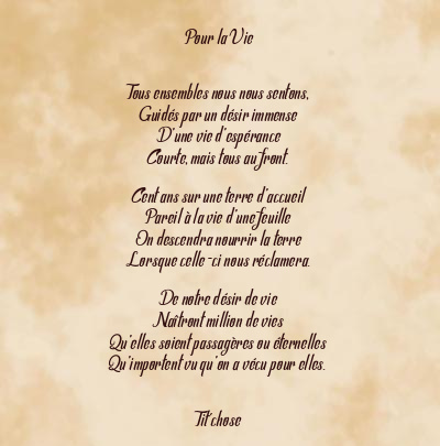 Le poème en image: Pour La Vie