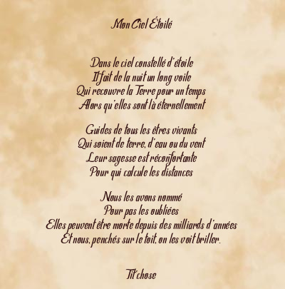Le poème en image: Mon Ciel Étoilé