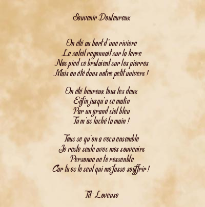 Le poème en image: Souvenir Douleureux