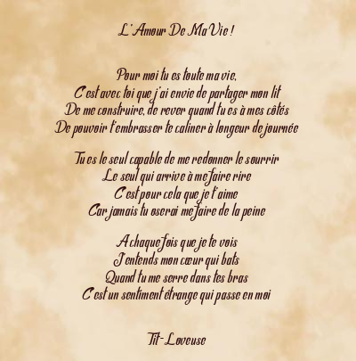 Le poème en image: L’amour De Ma Vie !