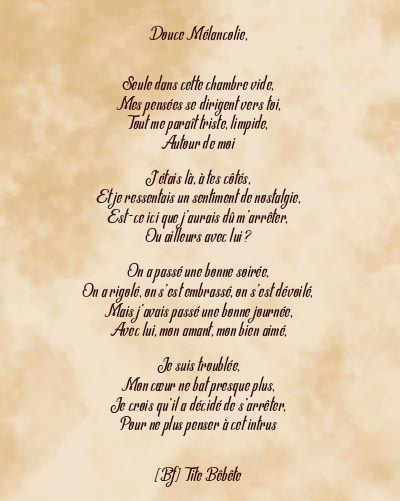 Le poème en image: Douce Mélancolie,