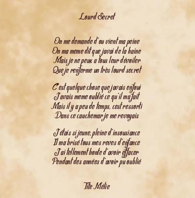 Le poème en image: Lourd Secret