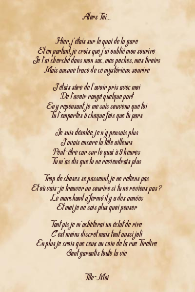 Le poème en image: Alors Toi…