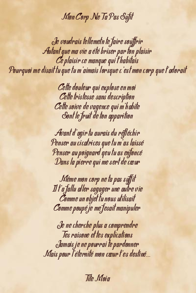 Le poème en image: Mon Corp Ne Ta Pas Sufit