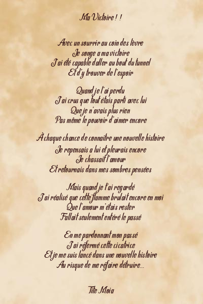 Le poème en image: Ma Victoire ! !