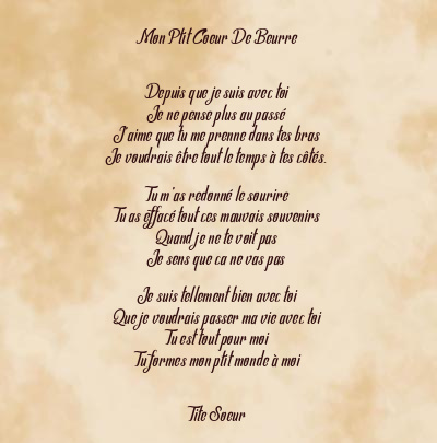 Le poème en image: Mon Ptit Coeur De Beurre