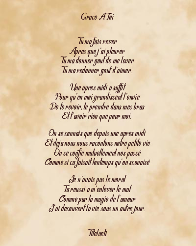 Le poème en image: Grace A Toi