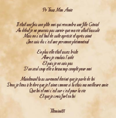 Le poème en image: Pr Toua Mon Amie