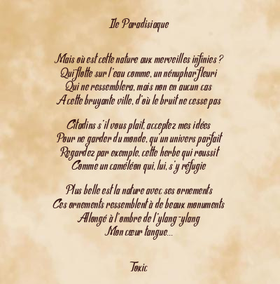 Le poème en image: Ile Paradisiaque