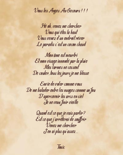 Le poème en image: Vous Les Anges Au Secours ! ! !