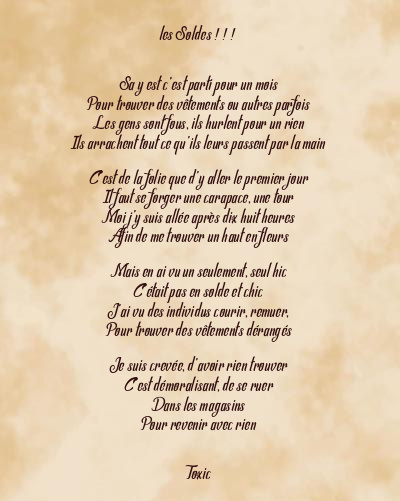 Le poème en image: Les Soldes ! ! !