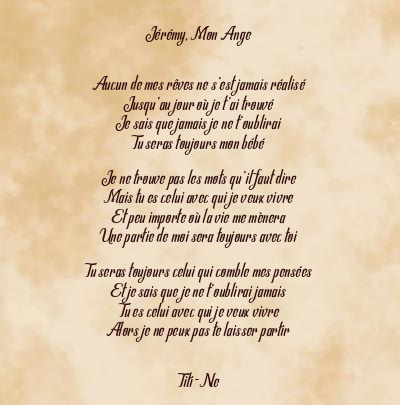 Le poème en image: Jérémy, Mon Ange