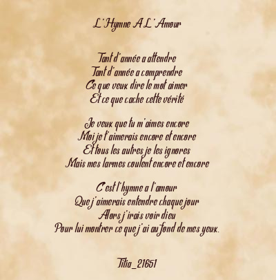 Le poème en image: L’hymne A L’amour