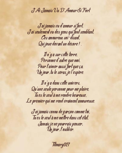 Le poème en image: J’ai Jamais Vu D’amour Si Fort