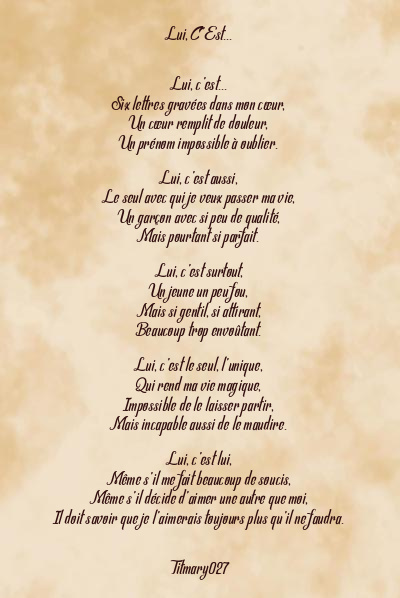 Le poème en image: Lui, C’est…