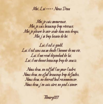 Le poème en image: Moi, Lui ===> Nous Deux
