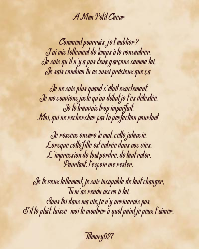 Le poème en image: A Mon Petit Coeur