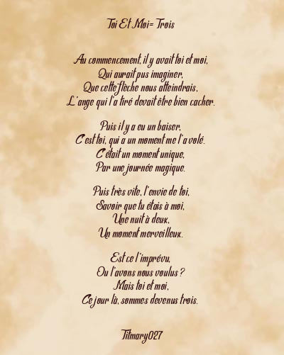 Le poème en image: Toi Et Moi= Trois