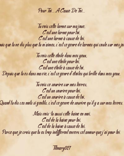 Le poème en image: Pour Toi… A Cause De Toi…